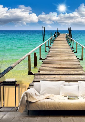 ARTGEIST - Fototapet med en badebro der gr ud i klart vand - Flere strrelser