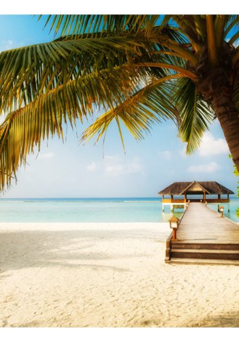 ARTGEIST - Fototapet med en bro der gr ud til en hytte i vandet - Flere strrelser