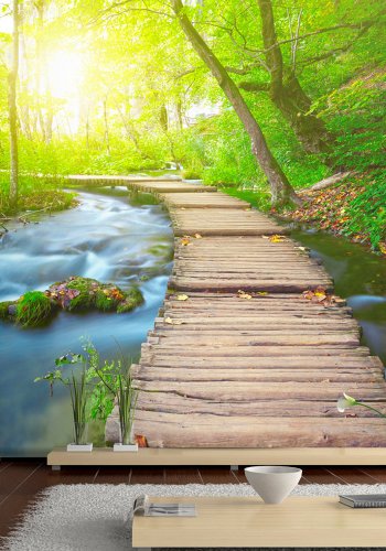 ARTGEIST fototapet - Green forest, bro i smuk skov (flere strrelser)
