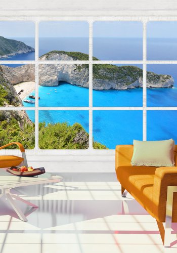 ARTGEIST fototapet - Window on the world, vindue med smuk eksotisk udsigt (flere strrelser)