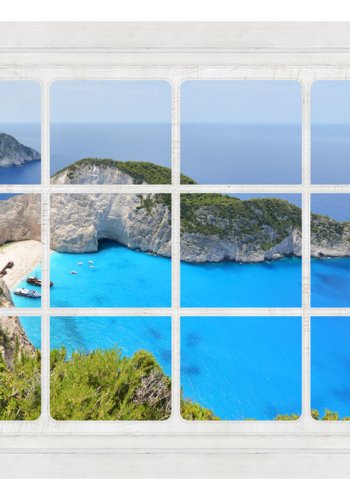 ARTGEIST fototapet - Window on the world, vindue med smuk eksotisk udsigt (flere strrelser)