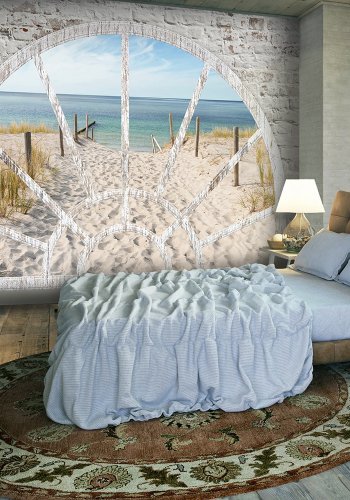 ARTGEIST fototapet - Window View - Beach, strand gennem vindue (flere strrelser)