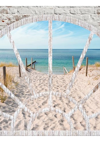 ARTGEIST fototapet - Window View - Beach, strand gennem vindue (flere strrelser)