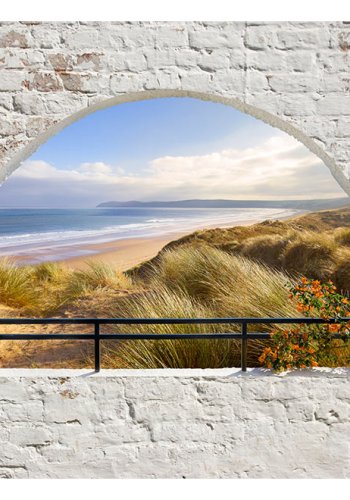 ARTGEIST fototapet - Hidden Beach, strand gennem vindue (flere strrelser)