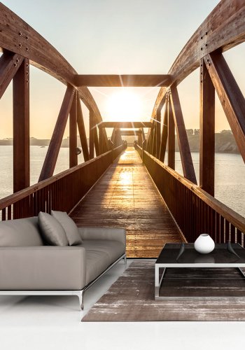 ARTGEIST fototapet - Bridge of the Sun, smuk bro med sol (flere strrelser)
