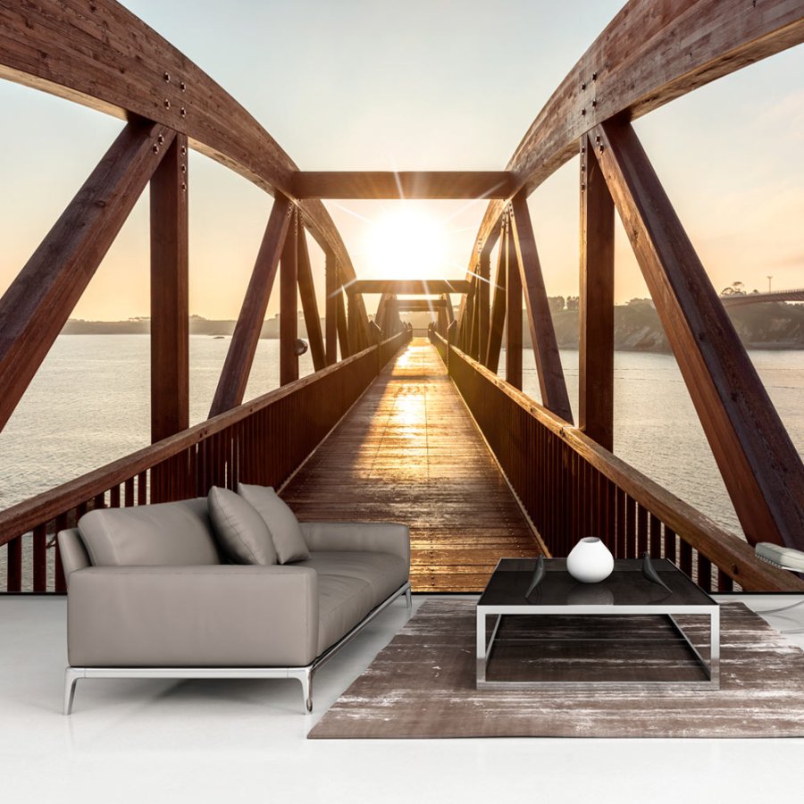 ARTGEIST fototapet - Bridge of the Sun, smuk bro med sol (flere strrelser)