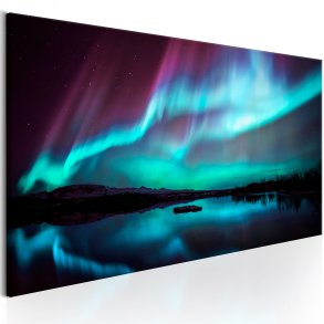 ARTGEIST Blue Ribbons - Nordlys i bl og lilla nuancer trykt p lrred - Flere strrelser