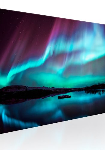 ARTGEIST Blue Ribbons - Nordlys i bl og lilla nuancer trykt p lrred - Flere strrelser