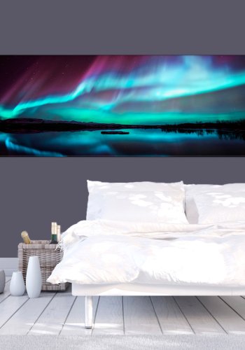 ARTGEIST Blue Ribbons - Nordlys i bl og lilla nuancer trykt p lrred - Flere strrelser