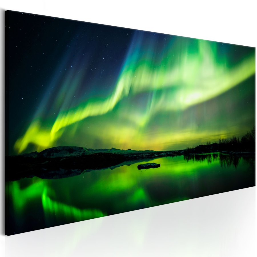 ARTGEIST Green Sky - Nordlys i grnne nuancer trykt p lrred - Flere strrelser