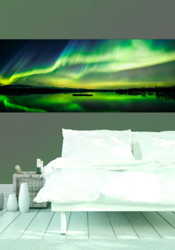 ARTGEIST Green Sky - Nordlys i grnne nuancer trykt p lrred - Flere strrelser