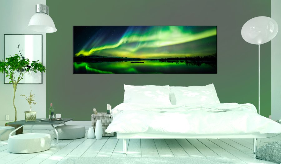 ARTGEIST Green Sky - Nordlys i grnne nuancer trykt p lrred - Flere strrelser