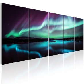 ARTGEIST Blue Ribbons I - Nordlys i bl og lilla nuancer trykt p lrred - Flere strrelser