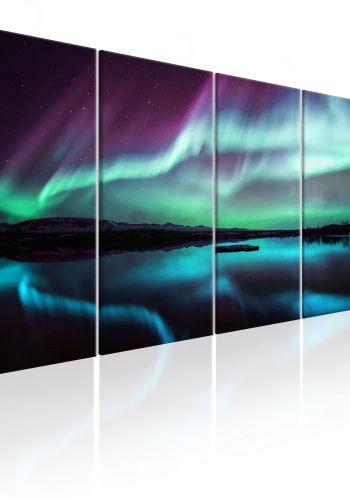 ARTGEIST Blue Ribbons I - Nordlys i bl og lilla nuancer trykt p lrred - Flere strrelser