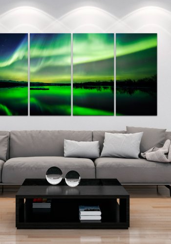 ARTGEIST Green Sky I - Nordlys i grnne nuancer trykt p lrred - Flere strrelser