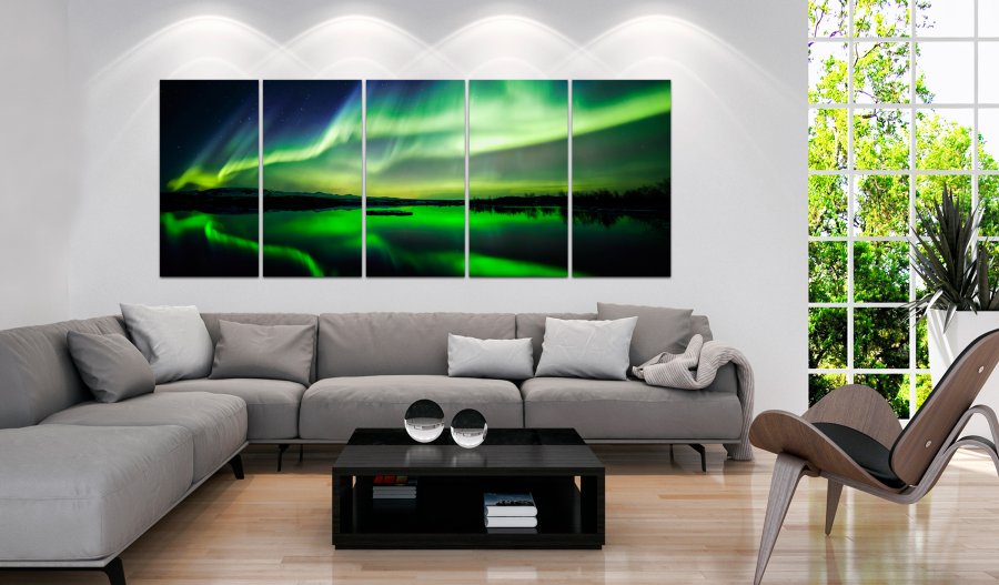 ARTGEIST Green Sky I - Nordlys i grnne nuancer trykt p lrred - Flere strrelser