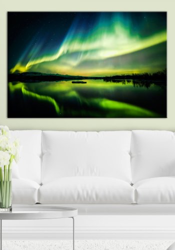 ARTGEIST Beautiful Glow - Nordlys i grnne nuancer trykt p lrred - Flere strrelser