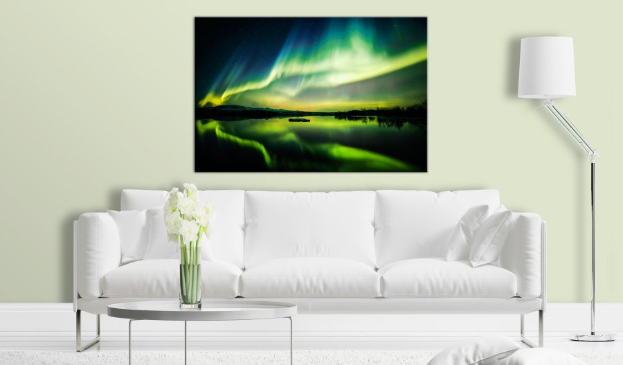 ARTGEIST Beautiful Glow - Nordlys i grnne nuancer trykt p lrred - Flere strrelser