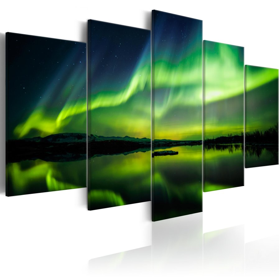 ARTGEIST Beautiful Glow II - Nordlys i grnne nuancer trykt p lrred - Flere strrelser