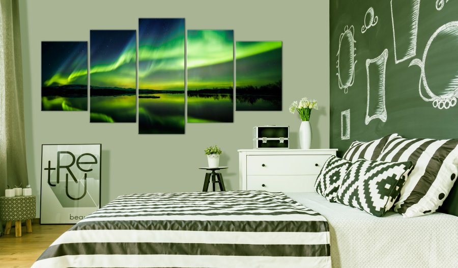 ARTGEIST Beautiful Glow II - Nordlys i grnne nuancer trykt p lrred - Flere strrelser
