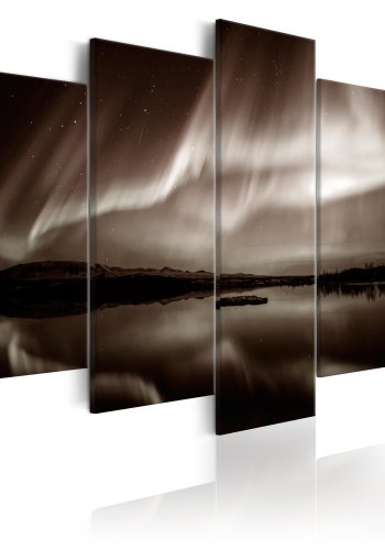 ARTGEIST Light from the Sky II - Nordlys i sort/hvid trykt p lrred - Flere strrelser