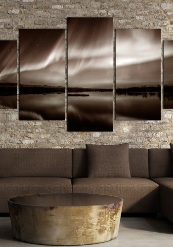 ARTGEIST Light from the Sky II - Nordlys i sort/hvid trykt p lrred - Flere strrelser