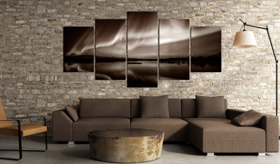 ARTGEIST Light from the Sky II - Nordlys i sort/hvid trykt p lrred - Flere strrelser