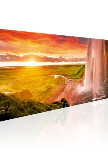 ARTGEIST Seljalandsfoss Waterfall - Vandfald i solnedgang trykt p lrred - Flere strrelser