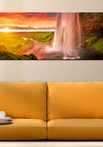 ARTGEIST Seljalandsfoss Waterfall - Vandfald i solnedgang trykt p lrred - Flere strrelser