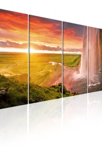 ARTGEIST Seljalandsfoss Waterfall I - Vandfald i solnedgang trykt p lrred - Flere strrelser