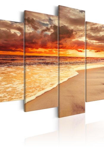 ARTGEIST Sea: Beautiful Sunset - Solnedgang p stranden trykt p lrred - Flere strrelser