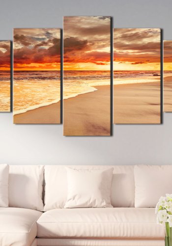 ARTGEIST Sea: Beautiful Sunset - Solnedgang p stranden trykt p lrred - Flere strrelser