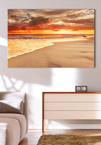 ARTGEIST Beach: Beatiful Sunset II - Solnedgang p stranden trykt p lrred - Flere strrelser