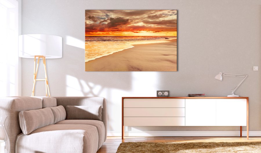 ARTGEIST Beach: Beatiful Sunset II - Solnedgang p stranden trykt p lrred - Flere strrelser