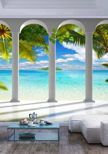 ARTGEIST Fototapet - Sea behind Columns, smuk havudsigt (flere strrelser)