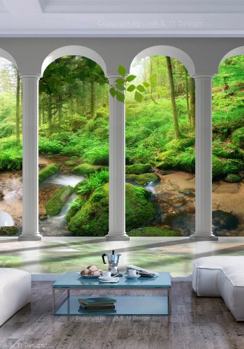 ARTGEIST Fototapet - Pillars and Forest, skov set genem sjler (flere strrelser)