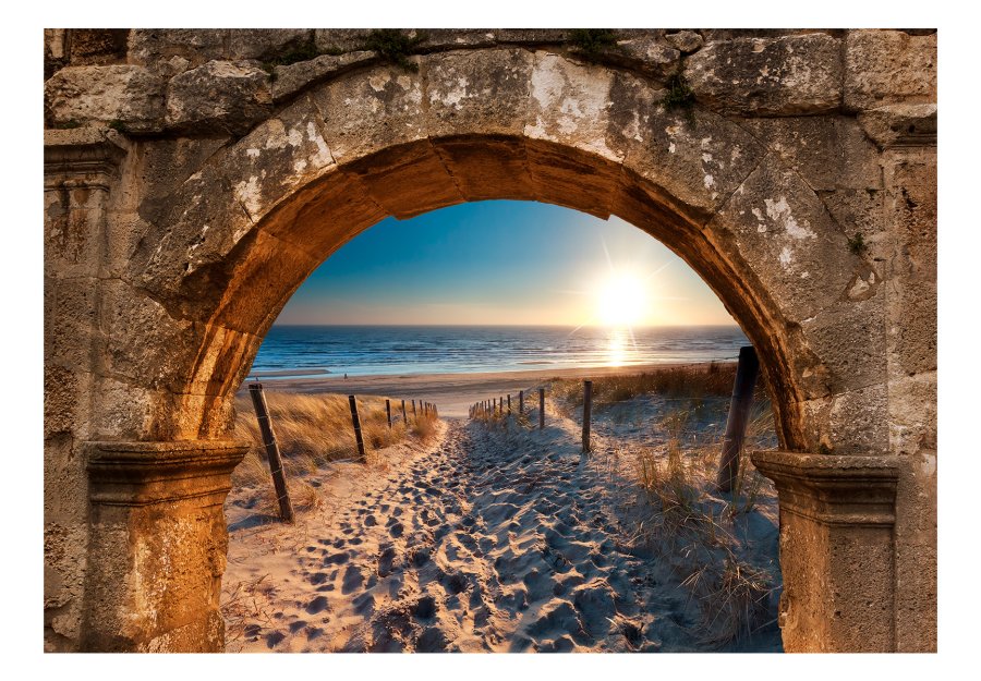 ARTGEIST Fototapet - Arch and Beach, strand og bue (flere strrelser)