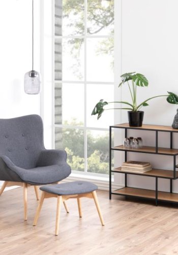 ACT NORDIC Seaford reol, m. 4 hylder - natur mat vild eg ru papir og mat sort stl