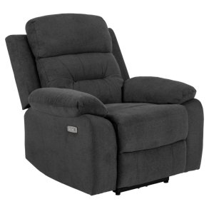 ACT NORDIC Vansbro recliner, m. el, C stik, USB-A, posefjedre - mrkegr stof og sort stl