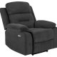 ACT NORDIC Vansbro recliner, m. el, C stik, USB-A, posefjedre - mrkegr stof og sort stl