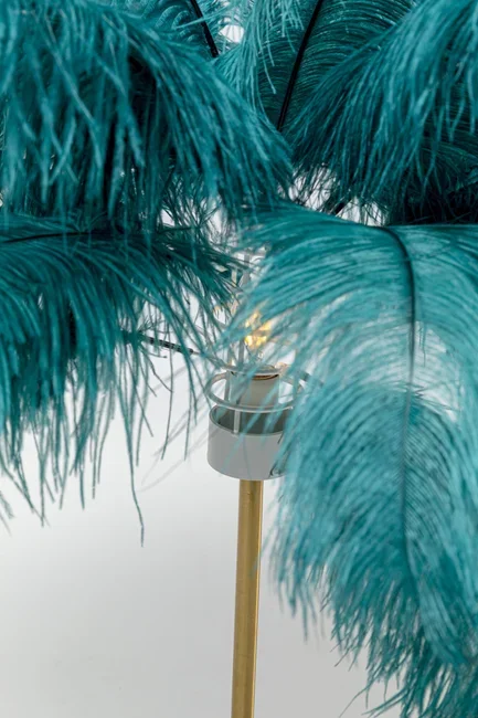 KARE DESIGN Feather Palm bordlampe - grn strudsefjer og messing stl
