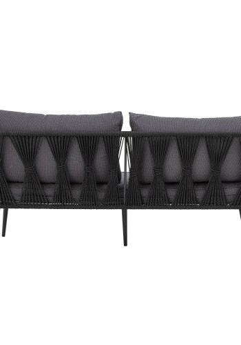 BLOOMINGVILLE Pavone havesofa, m. armln og mrkegr puder - sort polyesterreb og sort metal