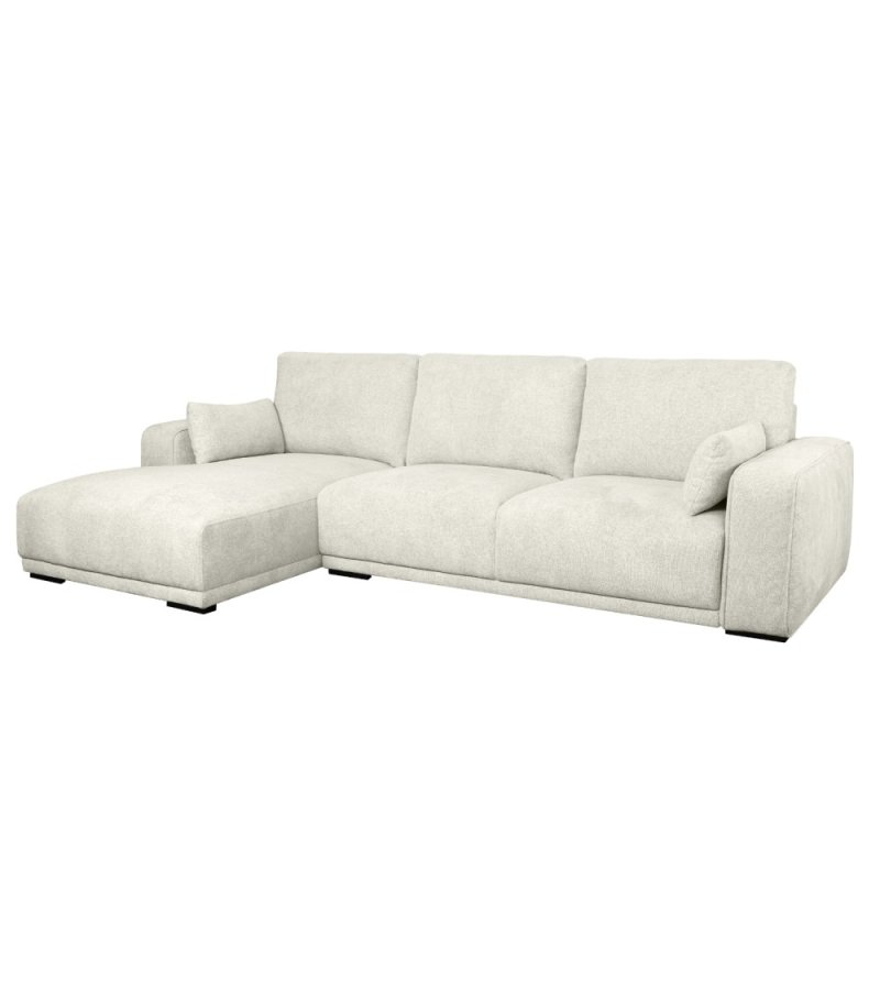 California sofa, m. venstre chaiselong og 2 armpuder - sand stof og sort metal