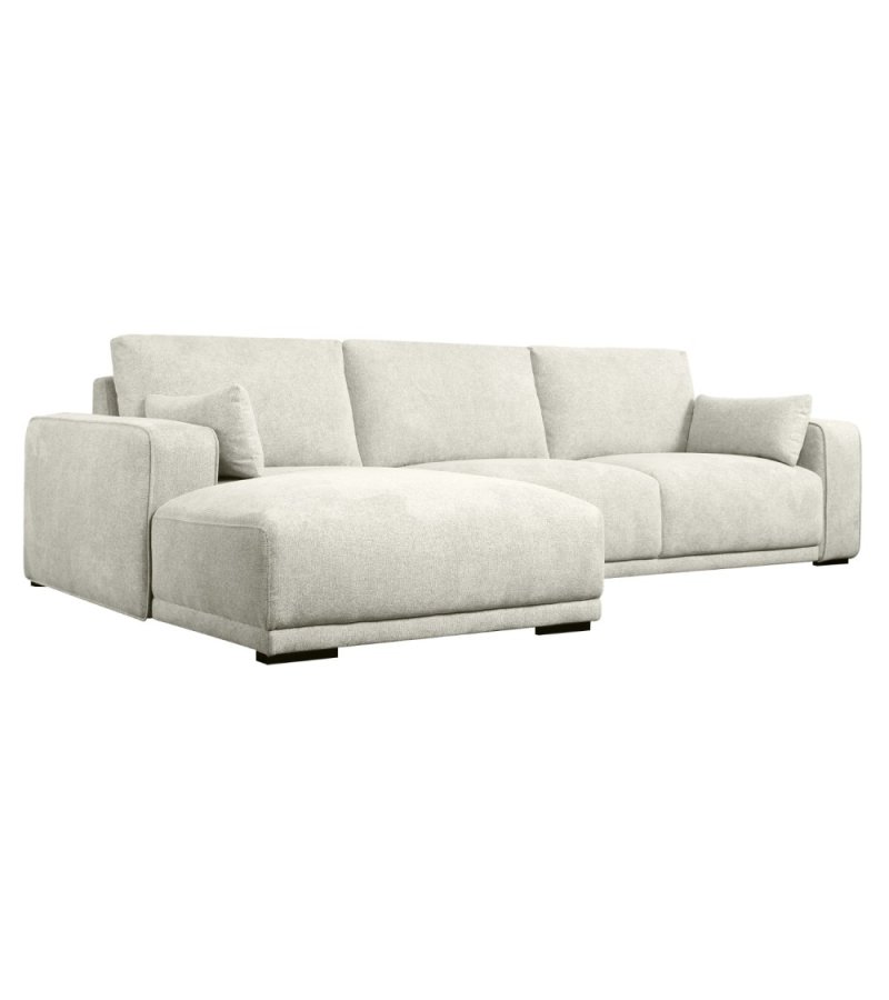 California sofa, m. venstre chaiselong og 2 armpuder - sand stof og sort metal