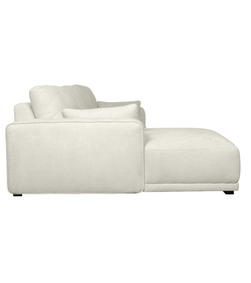 California sofa, m. venstre chaiselong og 2 armpuder - sand stof og sort metal