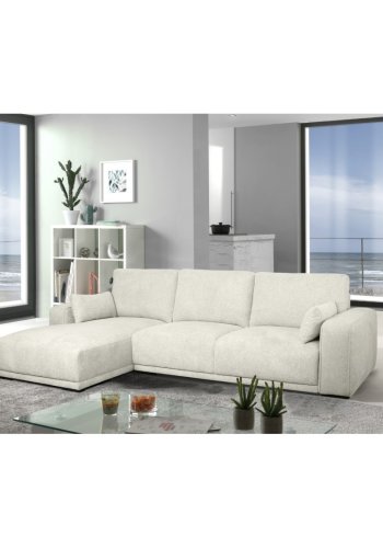 California sofa, m. venstre chaiselong og 2 armpuder - sand stof og sort metal