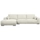 California sofa, m. venstre chaiselong og 2 armpuder - sand stof og sort metal