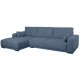 California sofa, m. venstre chaiselong og 2 armpuder - bl stof og sort metal
