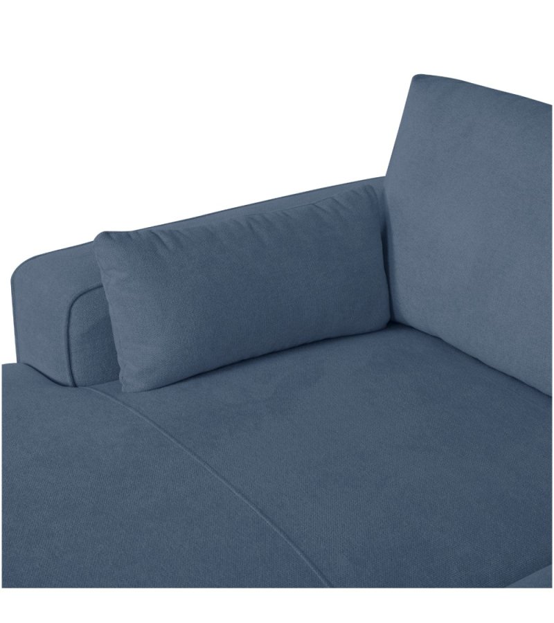 California sofa, m. venstre chaiselong og 2 armpuder - bl stof og sort metal