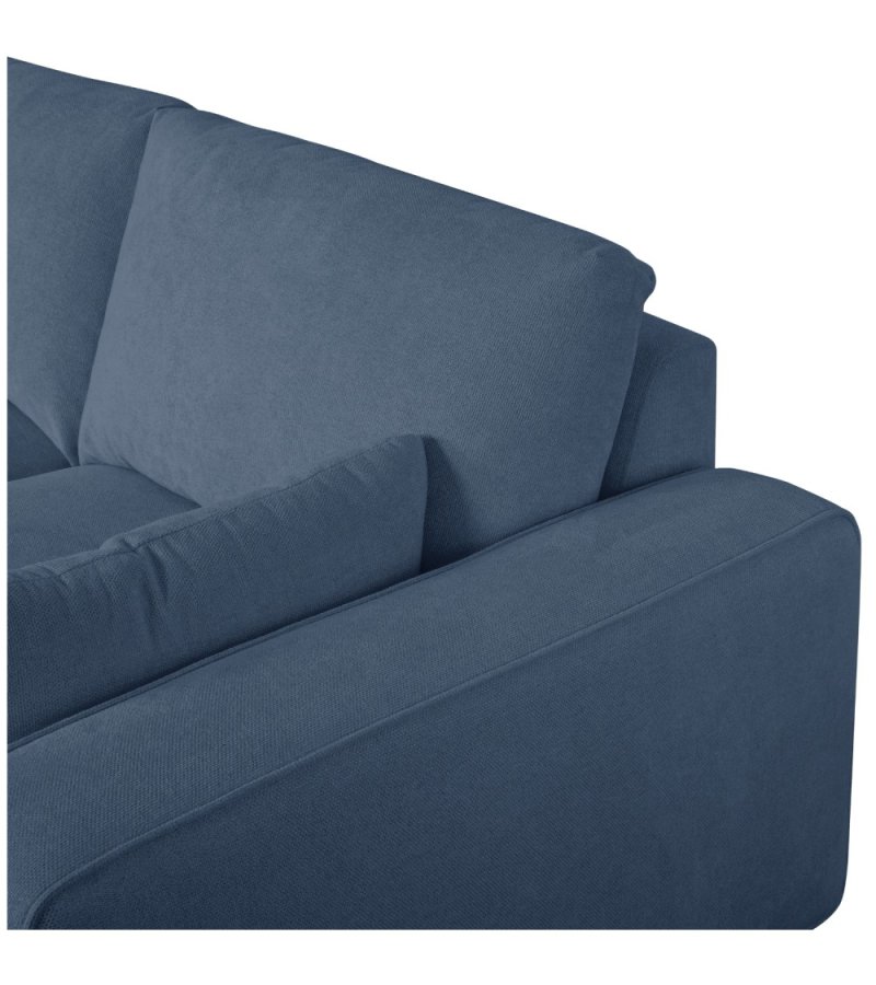 California sofa, m. venstre chaiselong og 2 armpuder - bl stof og sort metal